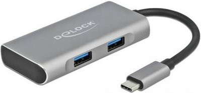 Delock USB-Hub mit 4 Ports USB 3.2 Gen 2 (3 x USB-A und 1 x USB-C) in Schwarz und Grau - Bild 2