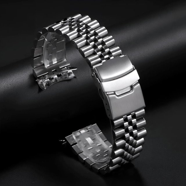 qinband Uhrenarmband Edelstahl, Schwarz, Herren, 22mm - Bild 1