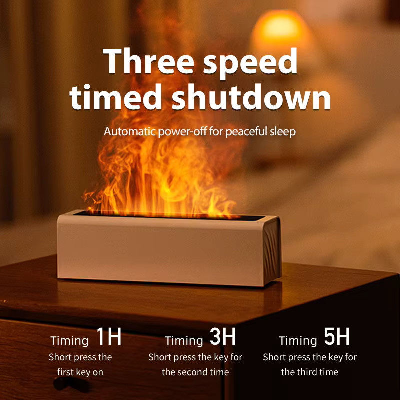 HAOYUNMA Flammen-Aroma-Diffusor und Luftbefeuchter in Schwarz mit 7-Farben-Lichteffekten und Timer-Funktion - Bild 2