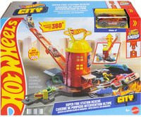 Hot Wheels City Super Feuerwehrwache Spielset mit Rettungsleiter und Feuerwehrauto im Maßstab 1:64 von Mattel - Bild 1