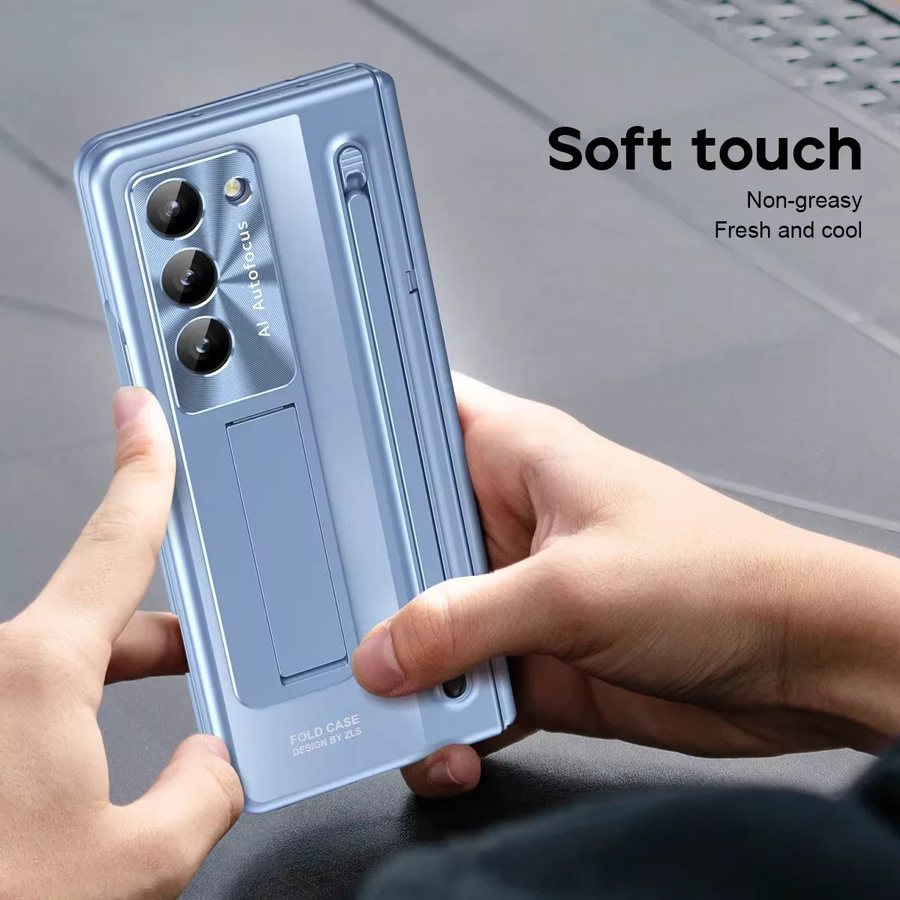 Samsung Schutzhülle für Galaxy Z Fold 6 5 4 5G mit gehärtetem Glas Film und Scharnier-Schutz in Gold oder Blau - Bild 3