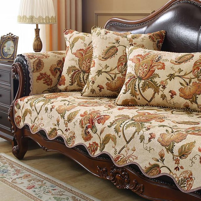 BC-Warm Home Sofabezug aus Chenille mit Jacquard-Stickerei in Beige, quadratisch, Breite: 60 cm, Breite: 60 cm - Bild 1