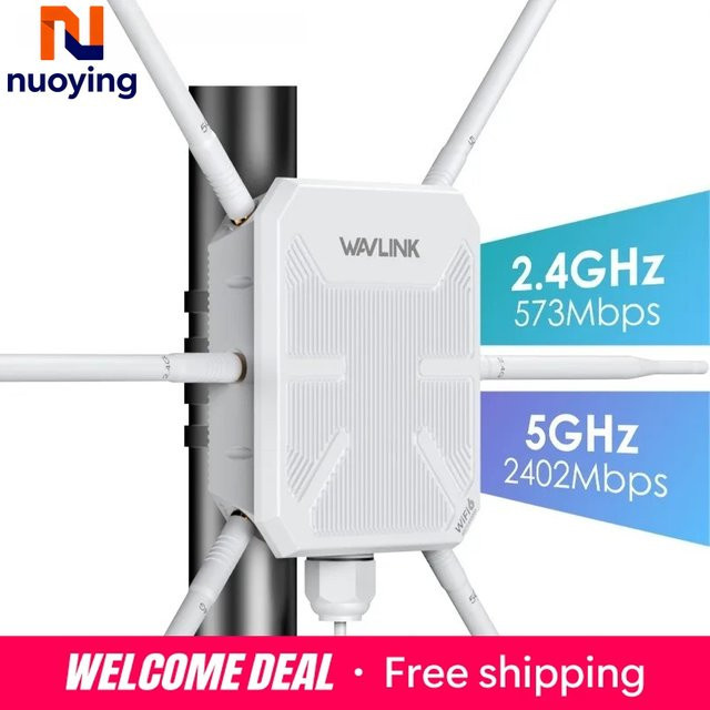 NUOYING AX3000 Outdoor WLAN-Mesh-Verstärker WiFi 6 Dual-Band 2,4G+5G PoE IP67 wetterfest in Weiß - Bild 1