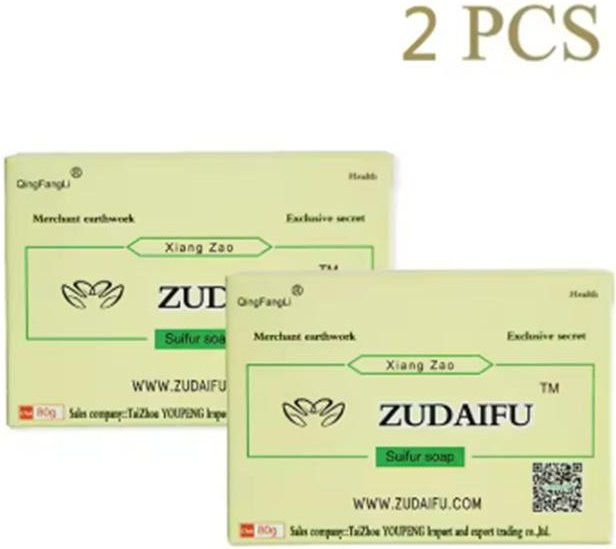 Zudaifu Seife, Schwefel, 2x 80g, für fettige Haut, Unisex - Bild 1