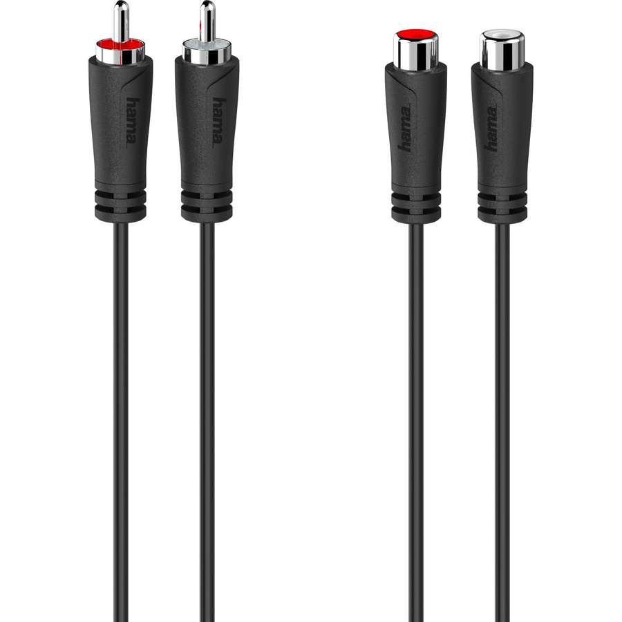 Hama Audio-Verlängerungskabel mit 2 Cinch-Steckern und 2 Cinch-Kupplungen in Schwarz, 5 m - Bild 2