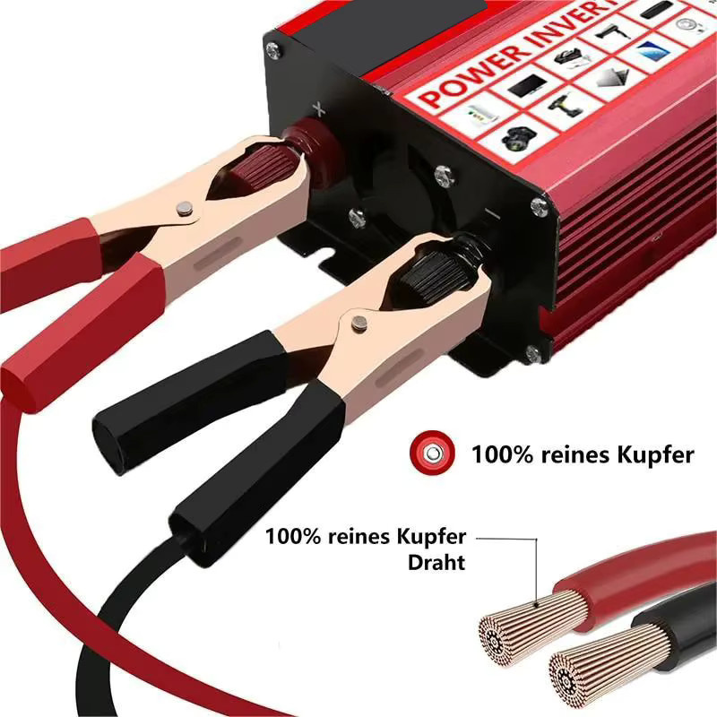 Avehrit DC12V-15V zu AC Stromwandler mit 4 USB-Anschlüssen und LED Digitalanzeige in Rot - Bild 5