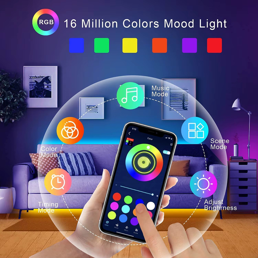 Mikenoon RGB USB-LED-Streifen in Multicolour für TV-Hintergrundbeleuchtung und Dekoration - Bild 3