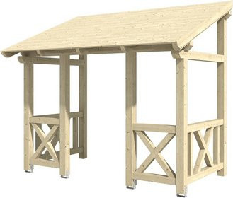 Skan Holz Haustür-Vordach Paderborn 7 aus nordischer Fichte in Natur Beige, Breite: 336 cm, Tiefe: 202 cm - Bild 1