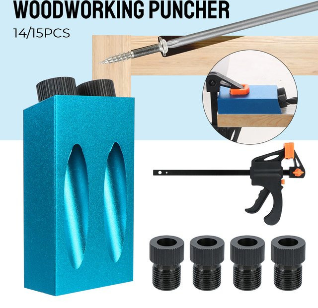 NICEYARD 15 Grad Taschenloch-Jig-Set mit Bohrer-Set und Locher in Blau für die Holzbearbeitung - Bild 1
