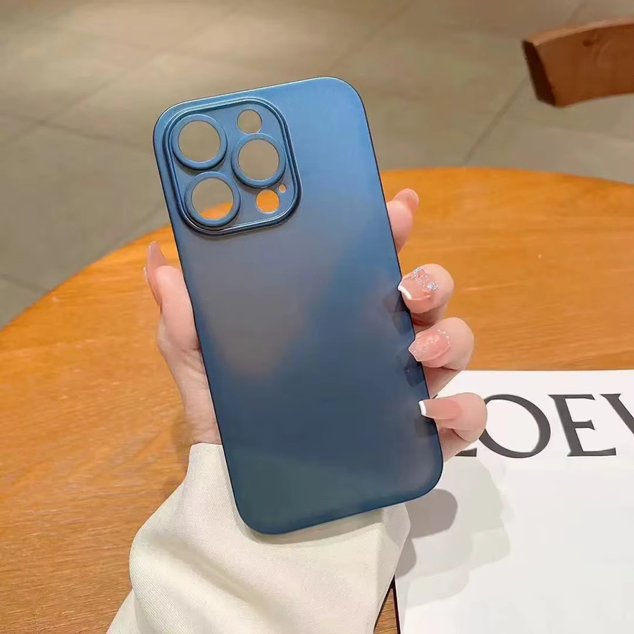 Ultradünne matte Handyhülle für iPhone 11 12 13 14 15 Pro Max Mini X XR XS in Grau und Blau - Bild 3