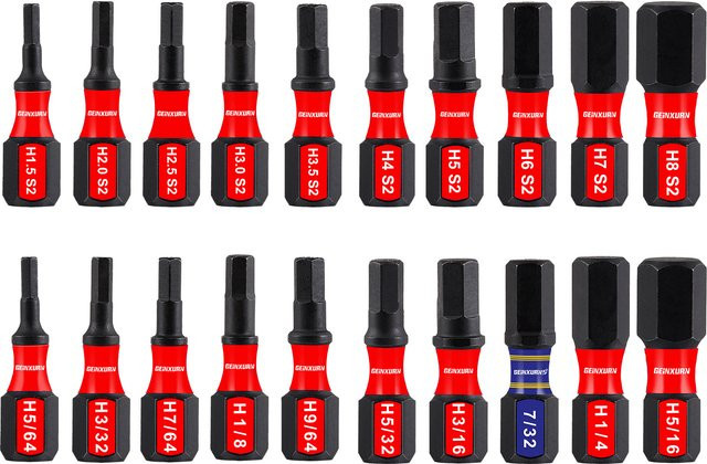 Geinxurn Sechskant-Schraubendreher-Bit-Set aus S2-Stahl mit 1-Zoll-Einsatz-Bits und Verlängerungs-Bithalter (metrisch und SAE) - Bild 1