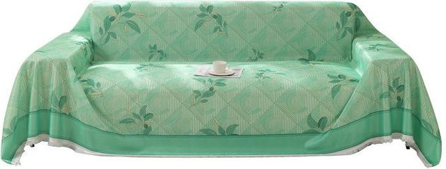 Super Six Universal Sofa-Bezug aus Eis-Seide in Grün mit floralem Design, B/B: 180 x 130 cm - Bild 1