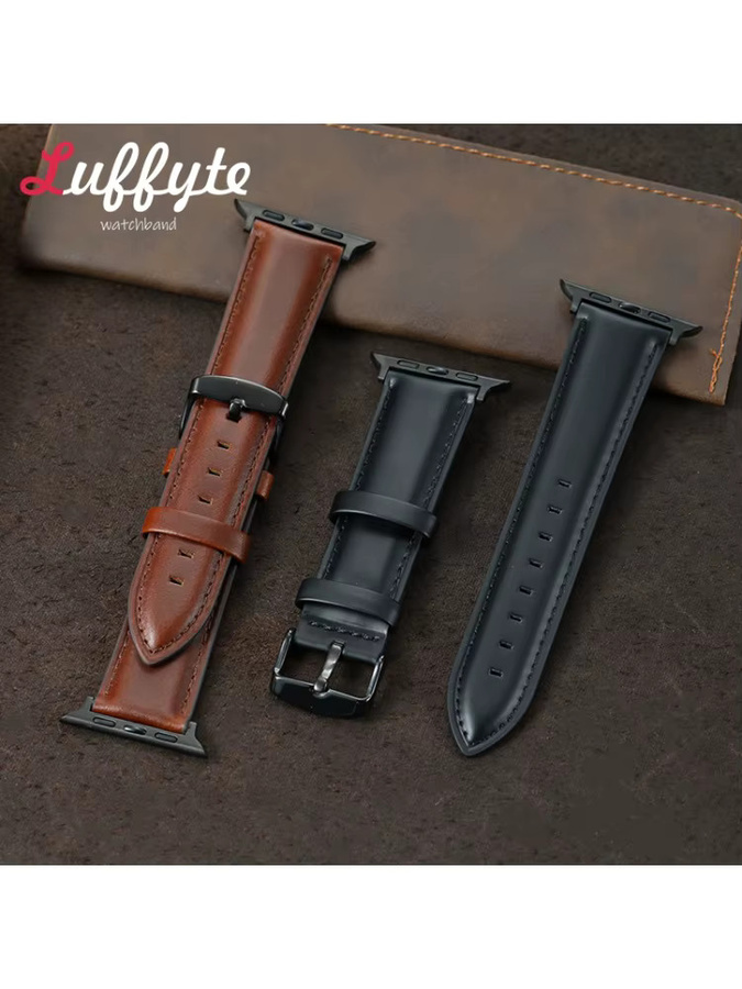 luffyte Smartwatch-Armband Leder, schwarz, Unisex - Bild 2