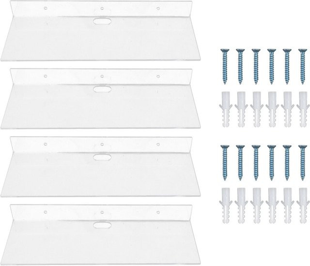 4er-Pack OutsideWorld Schweberegale aus Acryl, transparent/weiß, wandmontiertes Regal für Kosmetik und Ornamente - Bild 1