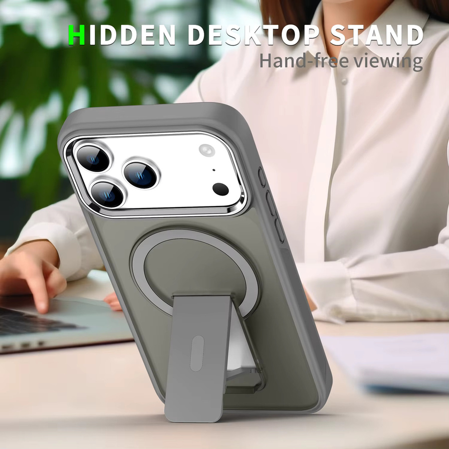 RPKKS Magnetische Handyhülle mit Klappständer für iPhone 11 bis iPhone 17 Pro Max Plus, Mattes Design, Stoßfest, Farbe: Schwarz - Bild 2