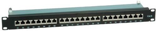 VALUE CAT 6 Netzwerk-Patchpanel 24 Port, geschirmt, Schwarz, 19 Zoll, 1 HE - Bild 1