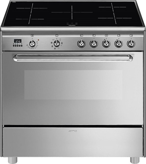 Smeg Stand-Elektroherd SCD90IMX9-1 mit Induktionsfeld in Edelstahl/Silber - Bild 1