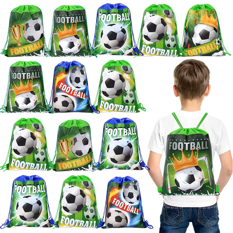 YONGSNOW Fußball Vlies Geschenktaschen mit Kordelzug für Kinder Geburtstage und Sportpartys, Mehrfarbig - Bild 2