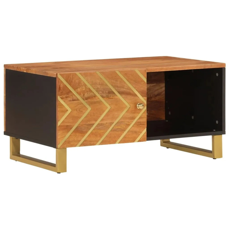 vidaXL Couchtisch aus Massivholz Mango in Braun und Schwarz, B/T/H: 80 x 50 x 40 cm - Bild 2