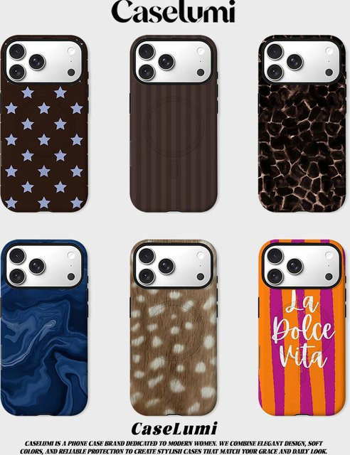 CaseLumi Matte Bumper Schutzhülle mit MagSafe für iPhone 17 16 15 Plus Pro Max in Dunkelbraun Himmelslicht-Sterne - Bild 1
