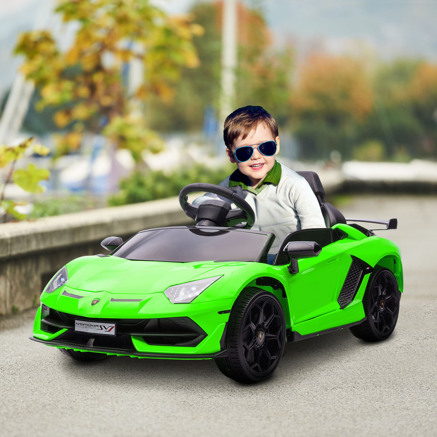 HOMCOM Lamborghini Aventador SVJ Elektroauto für Kinder, 12V, mit Flügeltüren, LED-Fernbedienung, Musik, USB, grün - Bild 2