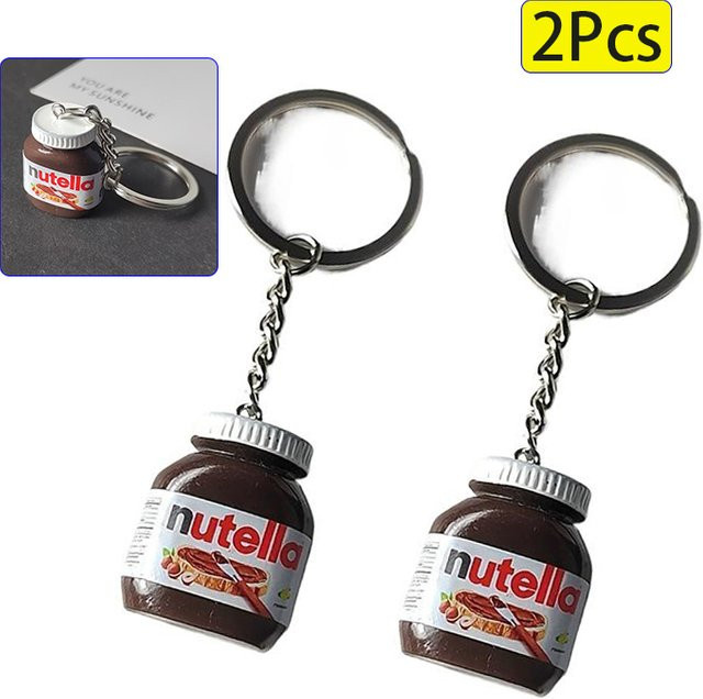Schlüsselanhänger Haselnuss Schokolade Marmelade Flasche, 2 Stück - Bild 1