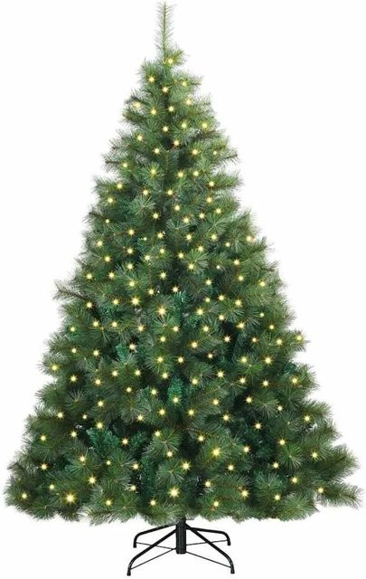 vidaXL Künstlicher Weihnachtsbaum mit 300 warmweißen LEDs in Grün, Höhe: 210 cm, aus PE und PVC - Bild 1