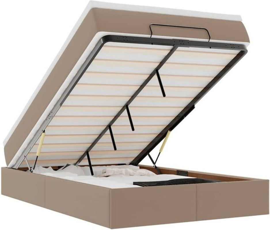 vidaxl Ottoman Polsterbett mit Matratze aus Kunstleder in Braun B/T/H: 120 x 200 x 23,5 cm - Bild 1