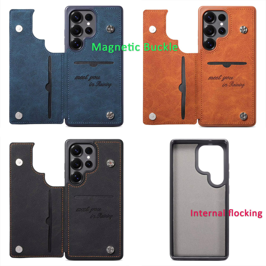 Luxuriöse Leder-Handyhülle mit Kartenfächern für Samsung Galaxy S25 FE S24 Plus S23 S22 S21 Ultra A56 A36 A55 A35 in Schwarz - Bild 3