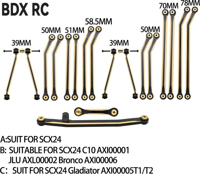 Axial RC Crawler Auto, 1:24, Messing Chassis Links Lenkstange Set, Metall - Bild 1