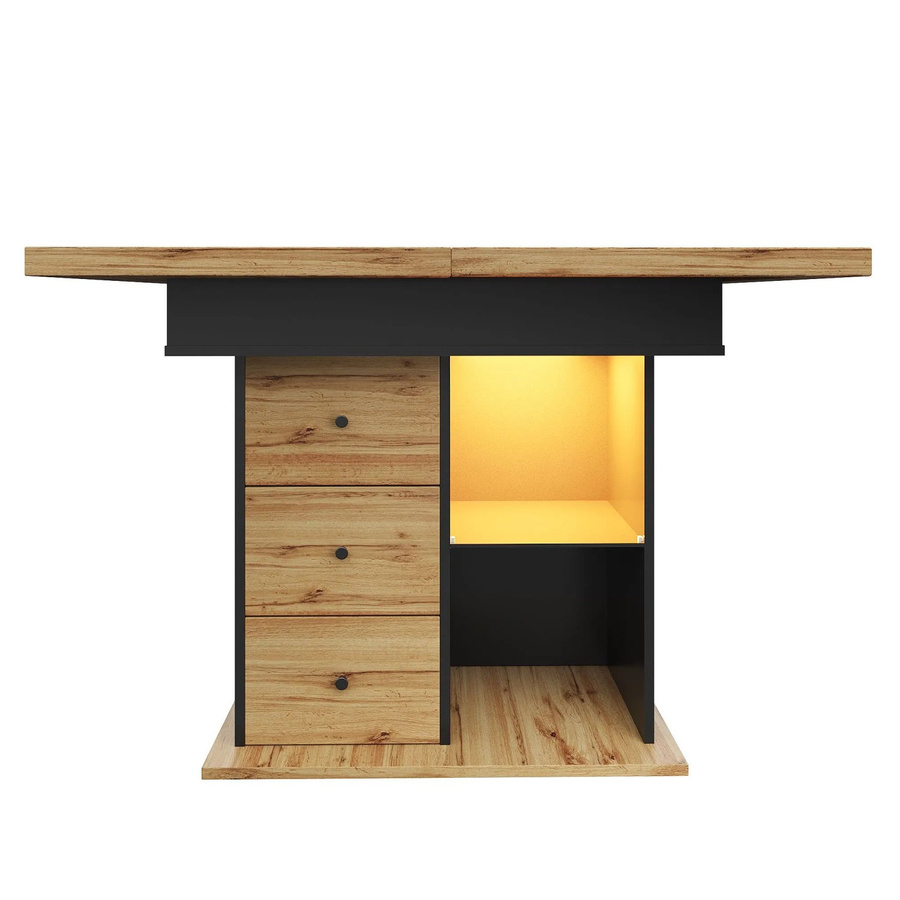 Merax Esstisch aus MDF und Metall, ausziehbar, Schwarz/Braun, B/T/H: 140 x 110 x 80 cm - Bild 2