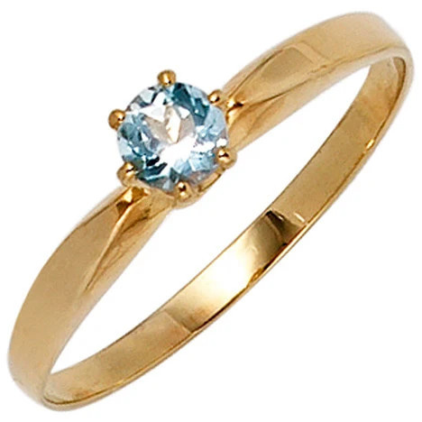 Colfem Ring 585 Gelbgold, Aquamarin, Damen, Ringgröße 52 - Bild 1