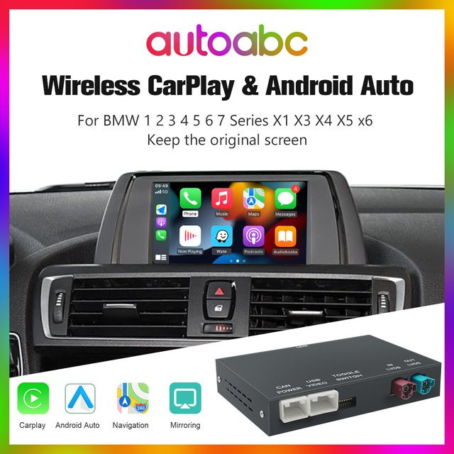 AUTOABC Drahtloses CarPlay und Android Auto Interface für BMW NBT/CIC-Systeme, Farbe: Schwarz - Bild 1