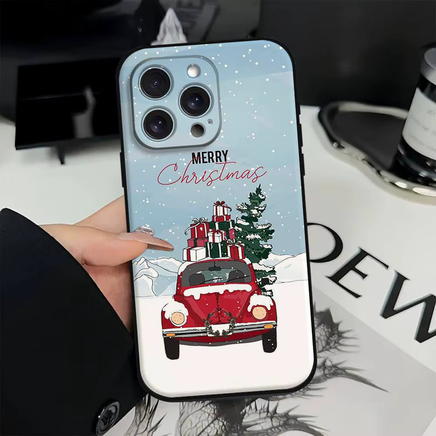 Mesuca Handyhülle mit Weihnachts- und Neujahrsdesign für iPhone 11 bis iPhone 17 Pro Max, Schwarz und Multicolour, Softcover - Bild 2