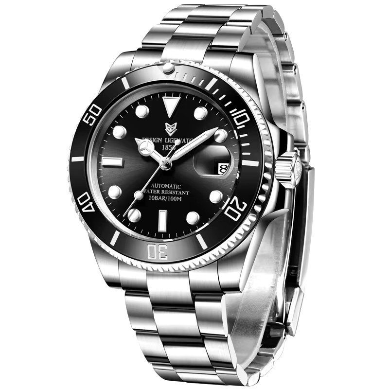 LIGE Armbanduhr Automatik, Edelstahl, Schwarz, Herren - Bild 6