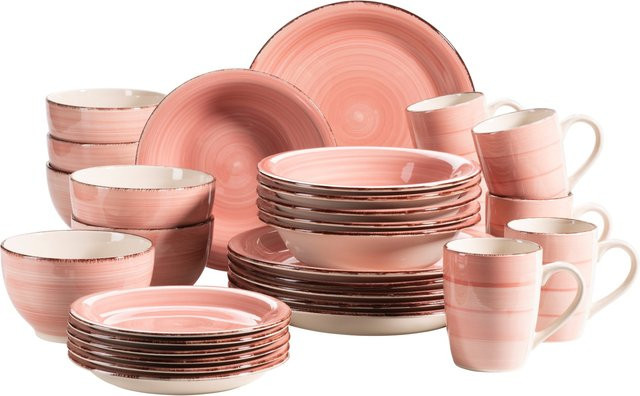 Mäser Geschirr-Set Lumaca aus Steingut in Mehrfarbig (Orange und Pink) - Bild 1