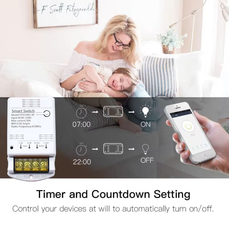 Scimagic-RC Smart Switch Relaismodul in Weiß mit WIFI oder ZIGBEE Unterstützung für Tuya Smartlife App Steuerung bis zu 6600 W oder 4000 W - Bild 4