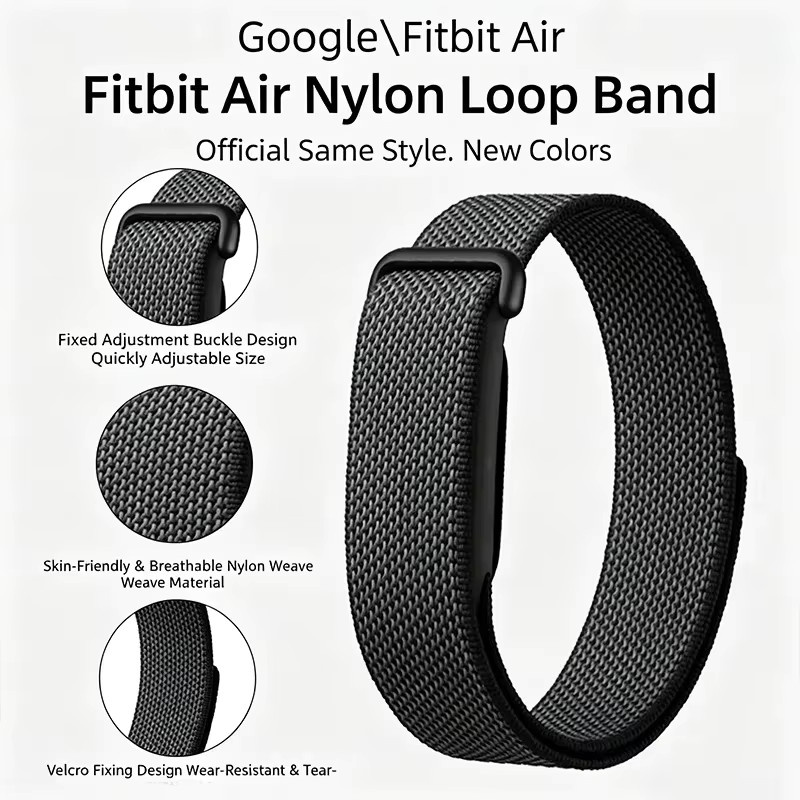 Atmungsaktives Nylon Sportarmband für Google Fitbit Air in Grau (Unisex) - Bild 4