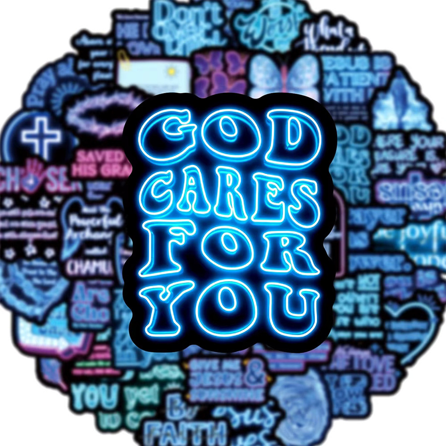 Charile Neon-Style Blaue Bibel-Inspirationszitate Aufkleber, 10 Stück - Bild 3