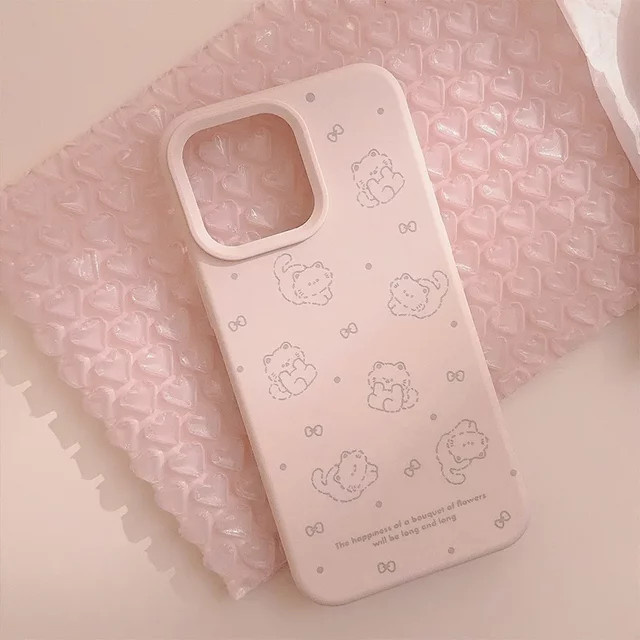 MUQGEW Handyhülle mit süßem rosa Cartoon Kätzchen und Schleife für iPhone 17 16 15 14 13 12 Pro Max Plus stoßfest - Bild 1