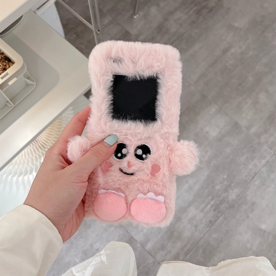 Plüsch-Handyhülle im Cartoon-Design für Samsung Galaxy Z Flip 5, Z Flip 4 und Z Flip 3 in Pink oder Purple - Bild 2