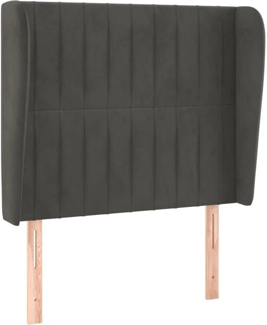 vidaXL Kopfteil mit Ohren in Dunkelgrau aus Samt, B/T/H: 93 x 23 x 118/128 cm - Bild 1