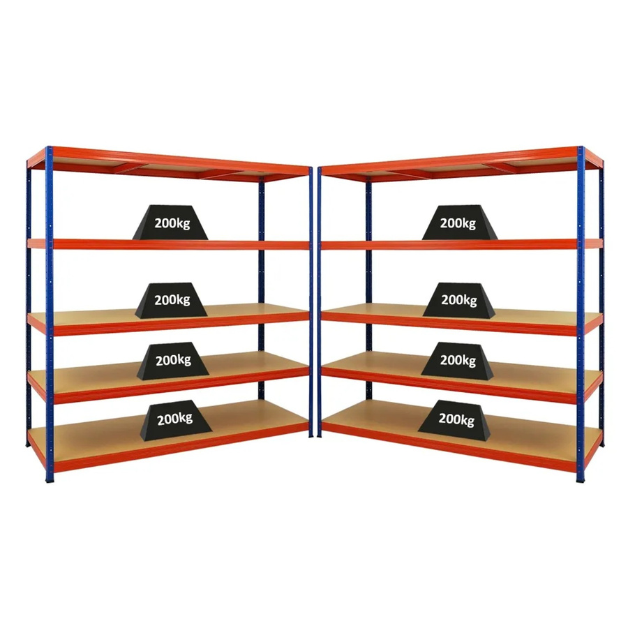 PROREGAL Giant Elephant Schwerlastregal Set 2er Pack, Blau-Orange, H x B x T: 180 x 180 x 60 cm - Bild 2