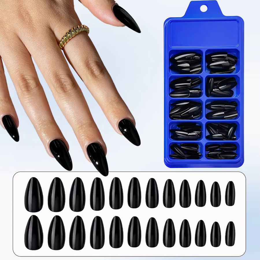 MAFANAILS Künstliche Nägel, Schwarz, Glänzend, 100 Stück - Bild 3