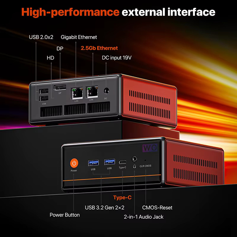 PELADN Mini-PC AMD Ryzen 5 5600H Barebone in Schwarz mit WiFi 6 und Bluetooth 5.2 - Bild 2