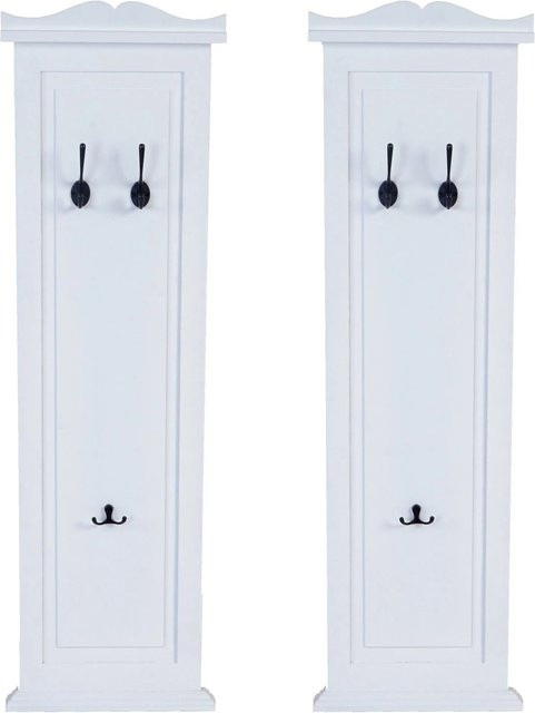BERLINLODGE Garderobe 2er-Set aus Paulownia Holz in Weiß lackiert, B/H/T: 109 x 28 x 5,7 cm - Bild 1