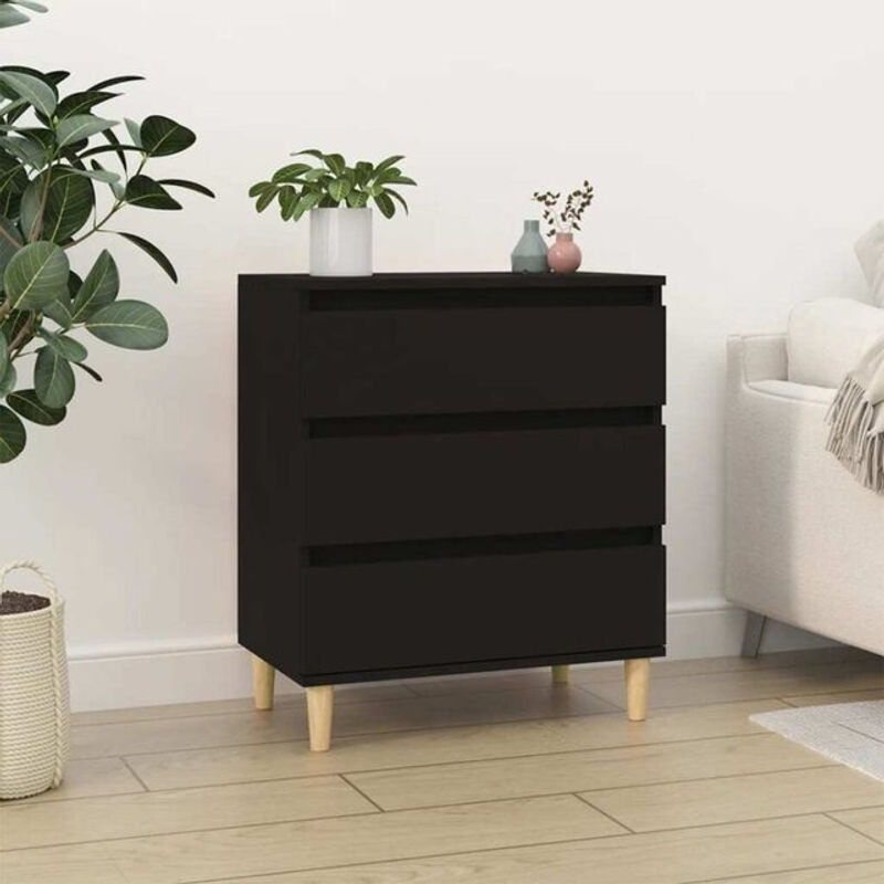 Modernes Sideboard Vidaxl aus Holzwerkstoff in Schwarz, B/T/H: 60 x 35 x 70 cm - Bild 1