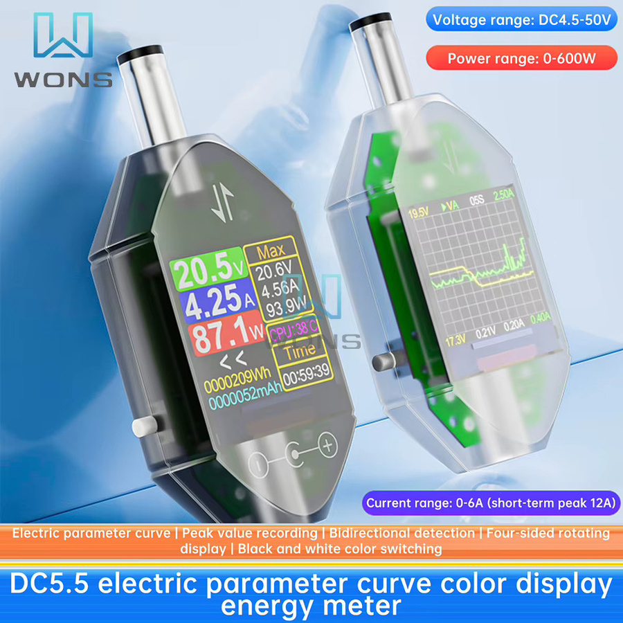 Aideepen DT550 Hochpräzises Digitalanzeige DC-Spannung Strom und Leistungsmesser mit DC 5,5 x 2,5 Schnittstelle, Messbereich 4,5-50 V und 0-12 A, Farbe: Weiß - Bild 3