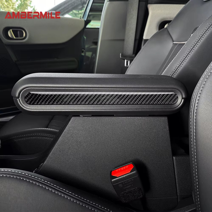 AMBERMILE Carbon Faser Aufkleber für Mini Cooper S F65 F66 F67 2024 2025 Armlehnen Box Seitenstreifen Innenraum Zubehör in Schwarz - Bild 4