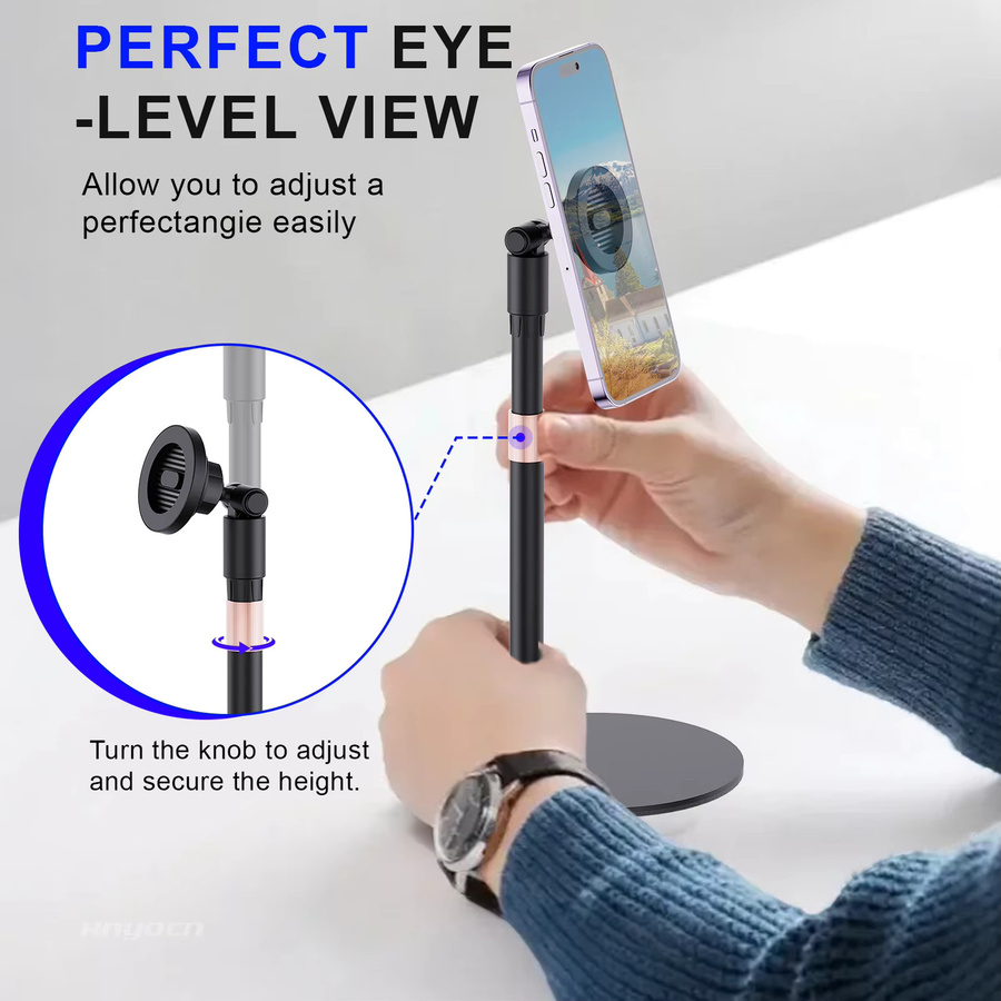 Magnetischer Desktop-Telefonständer von xnyocn in Schwarz mit 360 Grad Drehung und Höhenverstellung inklusive Bildschirmreinigungstuch - Bild 6